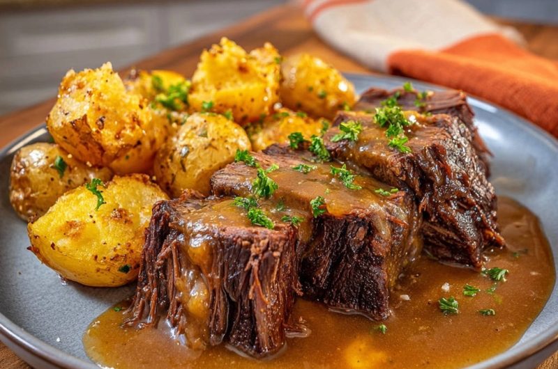 Zarter Rinderschmorbraten mit Knusperkartoffeln