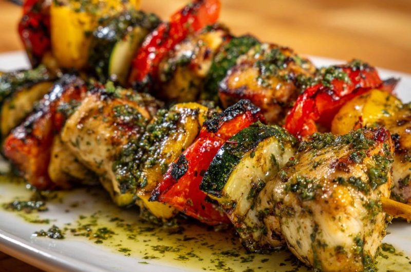 Hähnchen-Gemüse-Spieße