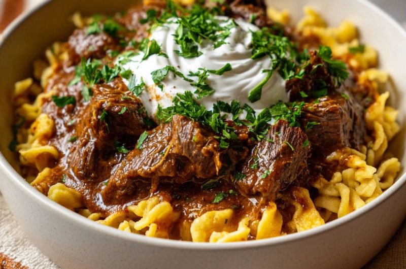 Herzhaftes Rindergulasch mit Spätzle