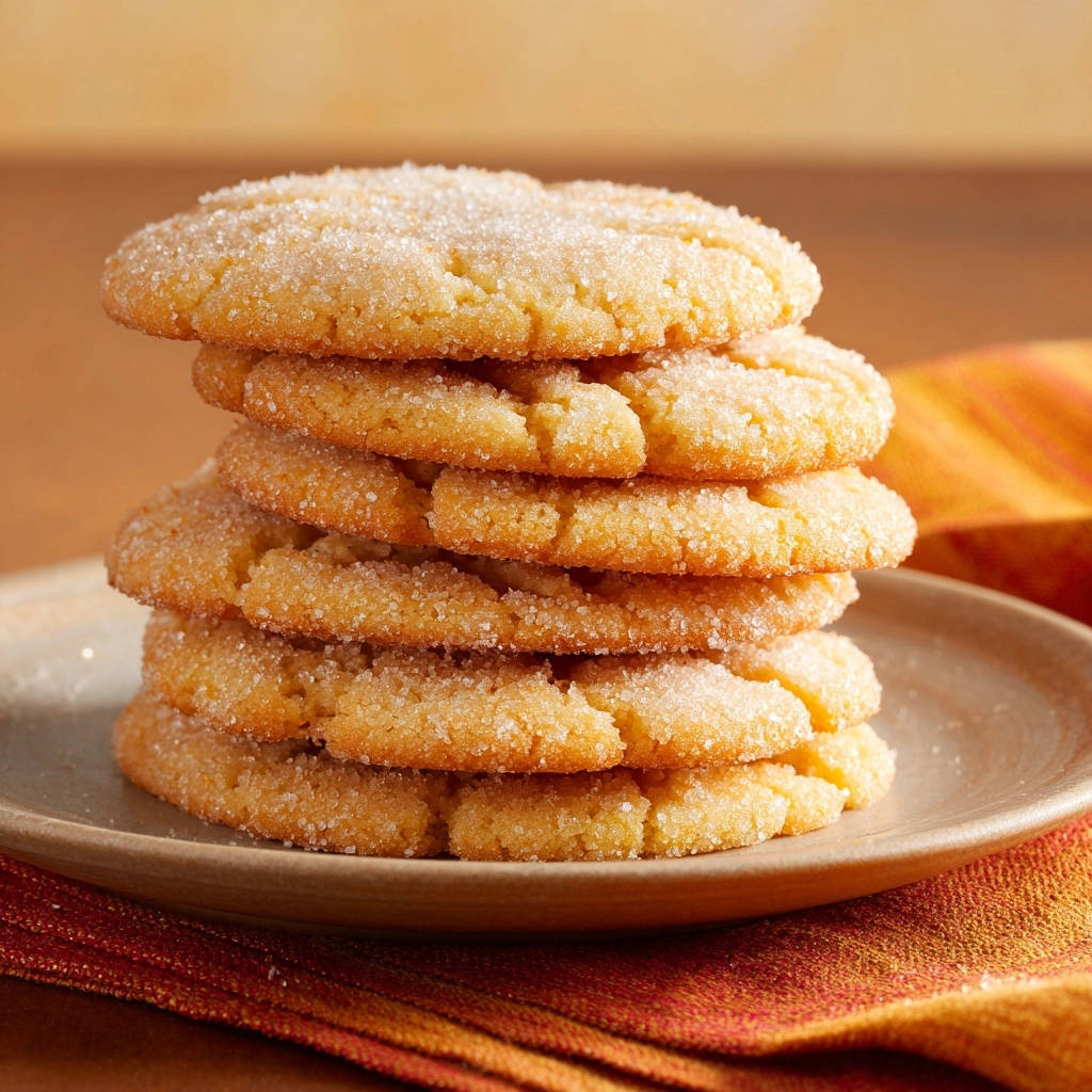 Zimt-Zucker-Cookies als Stapel auf einem Teller mit Nahaufnahme der zuckrigen Textur.