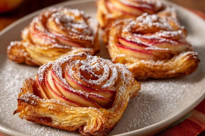 Apfel-Blätterteig-Rosetten (Nie wieder reißende Apfelscheiben!)