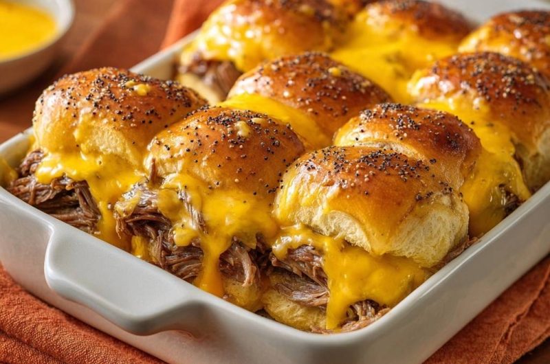 Überbackene Pulled Beef Käse-Slider