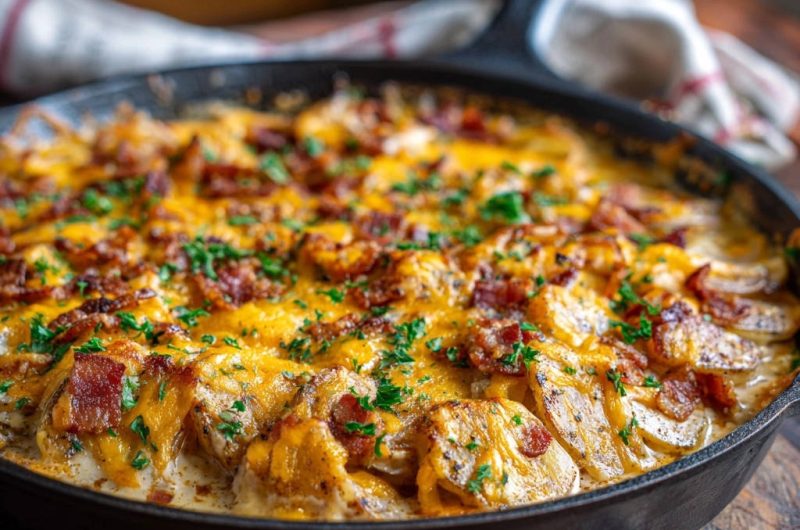Cremige Bacon-Käse-Kartoffelpfanne