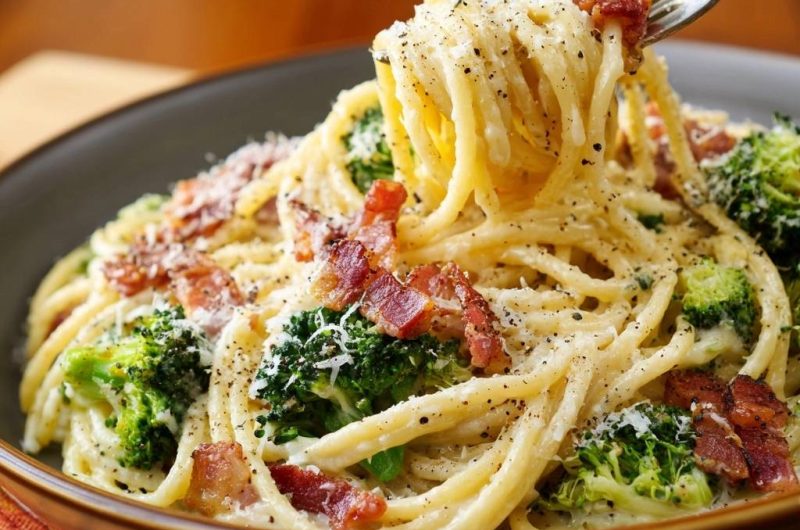 Cremige Brokkoli-Speck-Spaghetti (Nie wieder matschiger Brokkoli!)