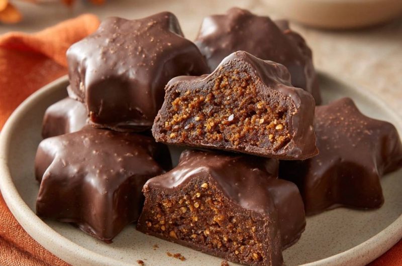 Feigen-Nuss-Schokoladensterne (Glänzende Schokolade ohne Thermometer!)