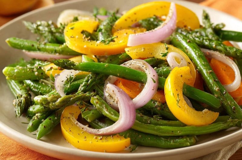 Frühlingsgemüse-Pfanne mit Zitrone und Kräutern
