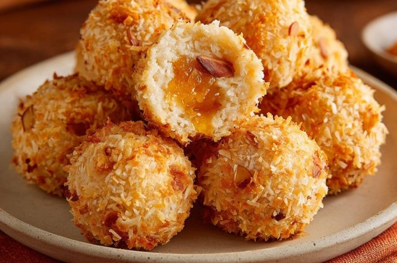 Gefüllte Aprikosen-Kokosbällchen