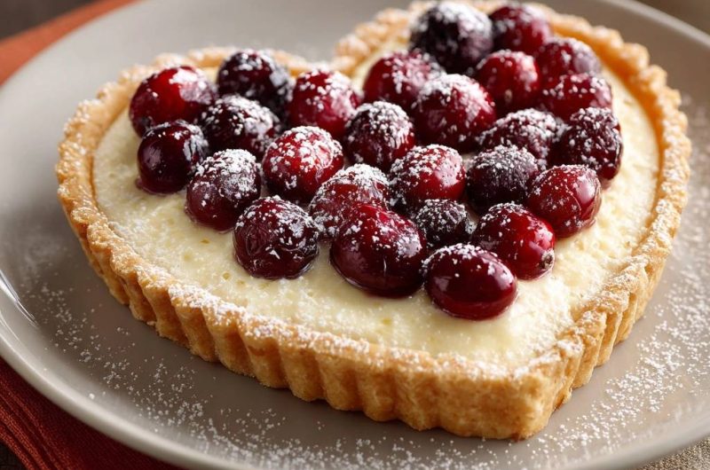 Herzförmige Preiselbeer-Creme-Tarte (Nie wieder matschiger Tarteboden!)