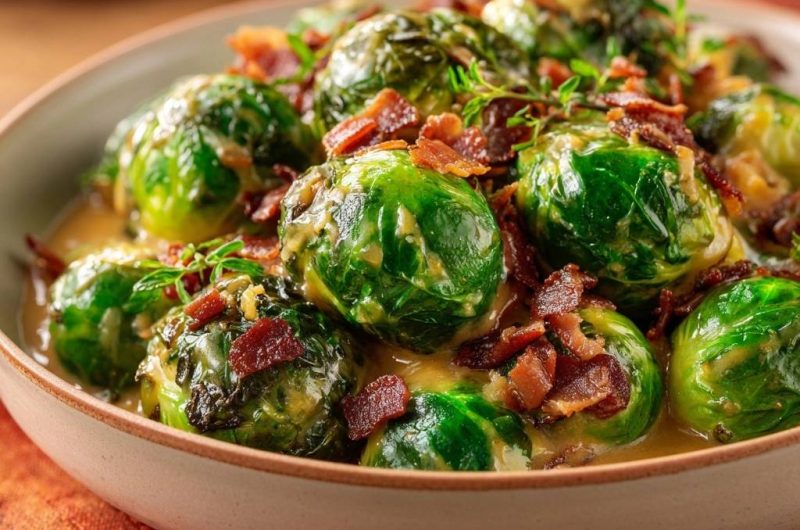 Knackiger Rosenkohl mit Bacon und Dillbutter