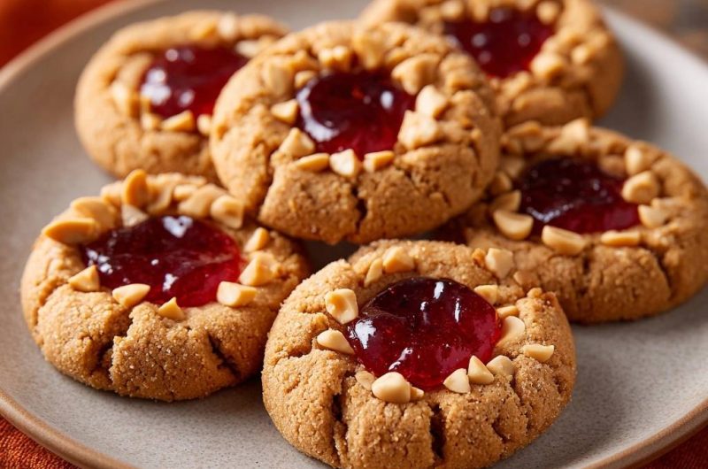 Knusprige Erdnussbutter-Marmeladen-Kekse (Nie wieder auslaufende Marmelade!)