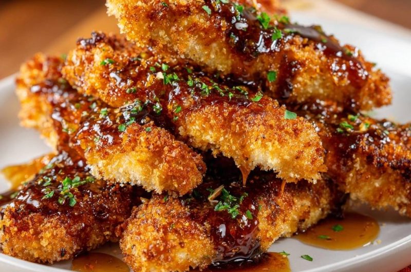 Knusprige Hähnchenstreifen mit Teriyaki-Glasur