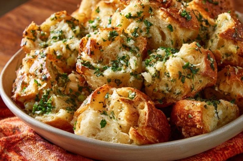 Knusprige Knoblauch-Petersilie-Brotbites (Nie wieder matschiges Knoblauchbrot!)