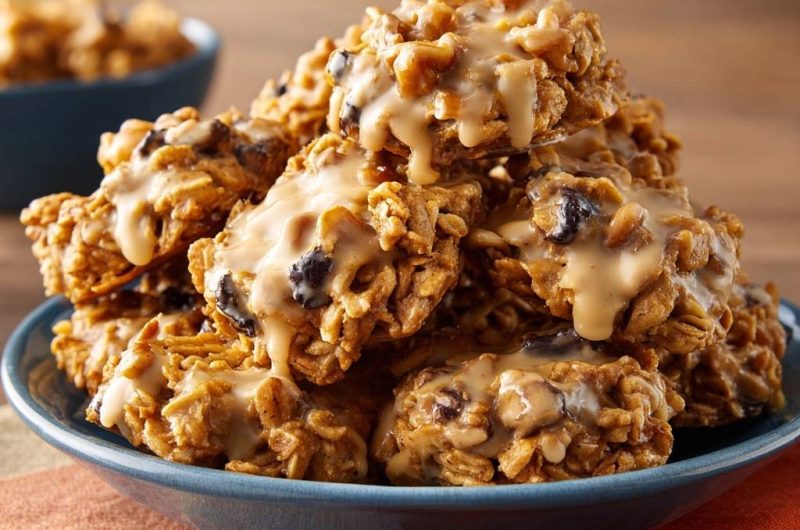 Knusprige Nuss-Rosinen-Cerealien-Clumps mit Karamell (Nie wieder matschige Cerealien!)