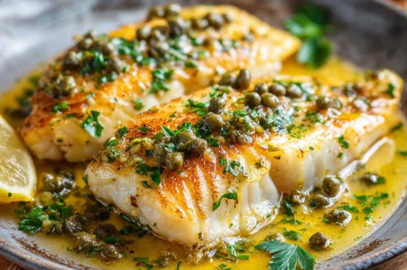 Knuspriger Fisch mit Kapern-Zitronen-Sauce