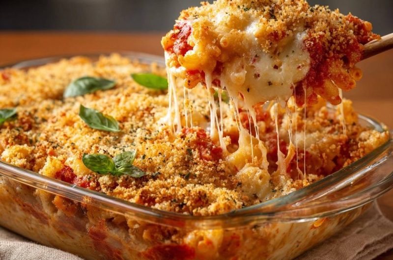 Knuspriger Tomaten-Mac-and-Cheese-Auflauf (Nie wieder weiche Kruste!)
