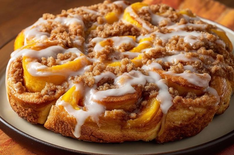 Pfirsich-Streusel-Schnecken (Nie wieder matschige Streusel!)