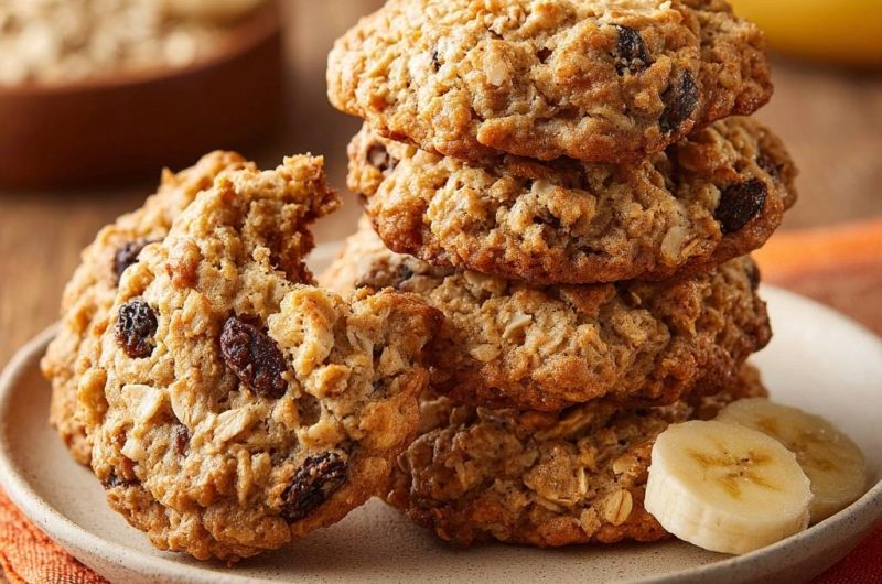Saftige Bananen-Hafer-Rosinen-Kekse (Nie wieder flache Kekse!)