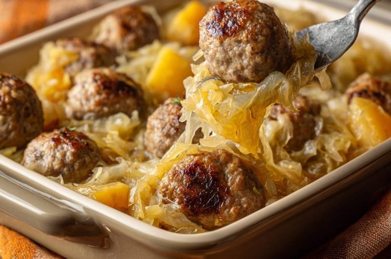 Saftige Frikadellen mit Sauerkraut und Ananas