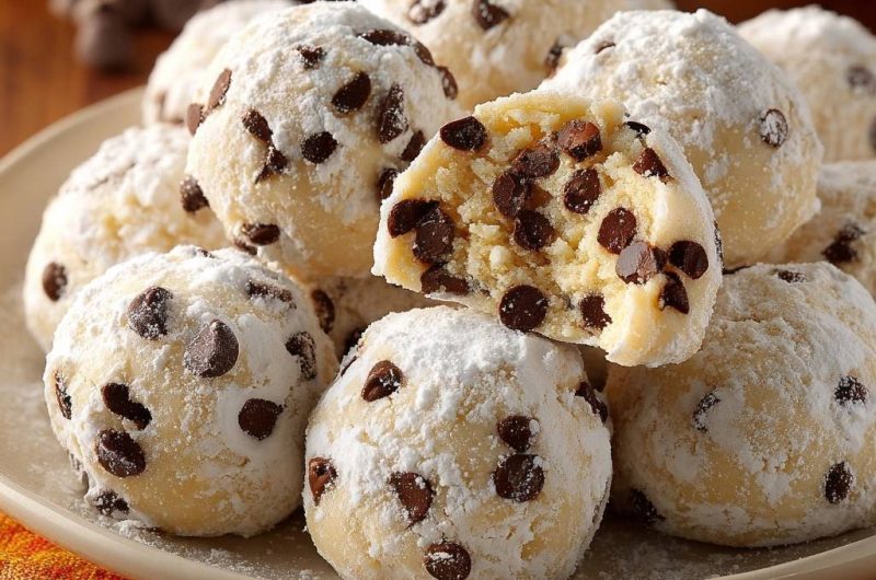 Schoko-Chip-Schneebällchen (Nie wieder bröckelnde Schneebällchen!)