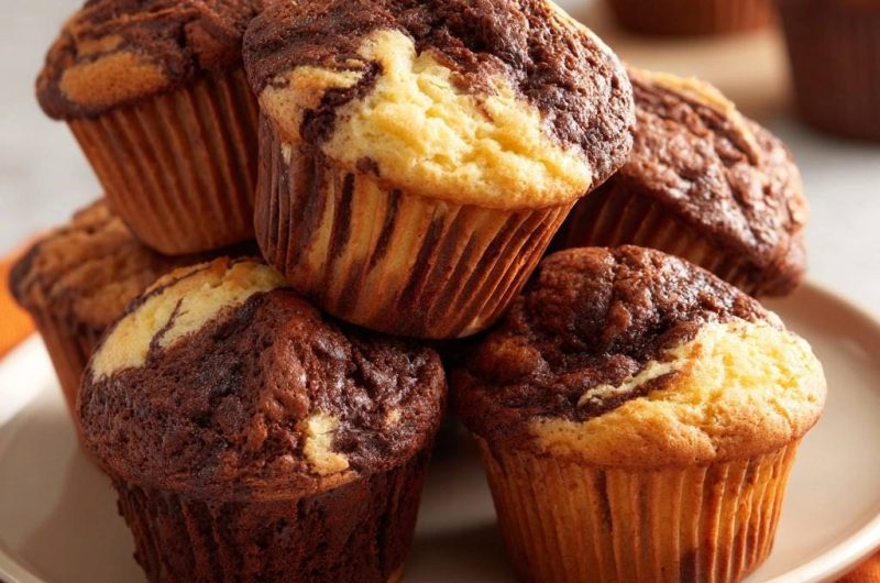 Schoko-Vanille-Marmor-Muffins (Garantiert jedes Mal fluffig)