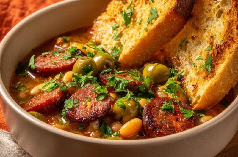 Spanischer Bohneneintopf mit Chorizo und Oliven (Nie wieder matschige Bohnen!)