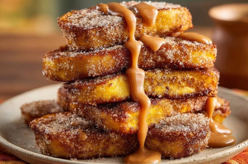 Zimtzucker French Toast mit Karamellsoße