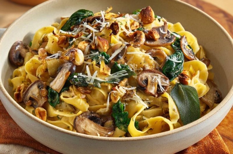 Pilz-Haselnuss-Tagliatelle