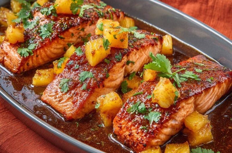 Ananas-Glasiertes Lachsfilet