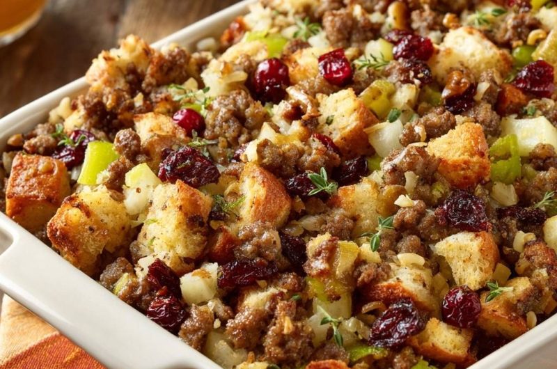 Apfel-Cranberry-Wurst-Brotdressing