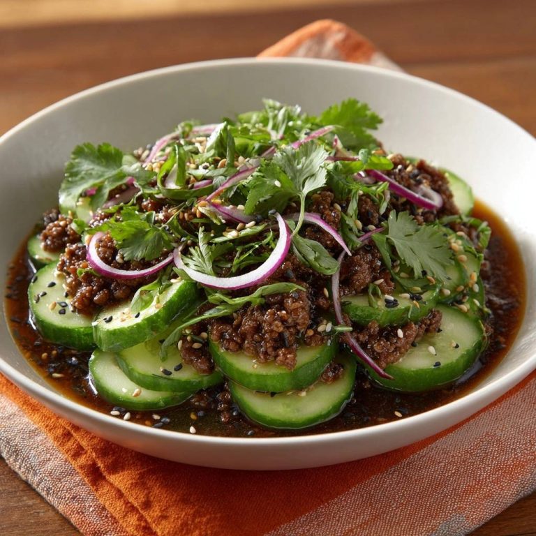 Asiatischer Gurken-Hack-Salat (Nie wieder matschige Gurken!)