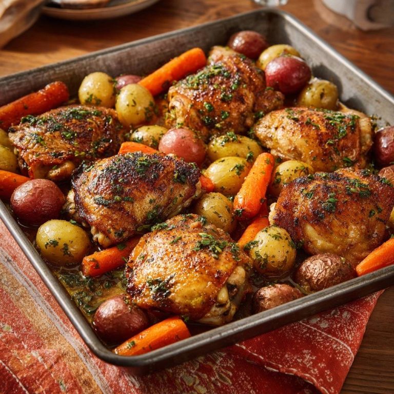 Blechhähnchen mit Kartoffeln und Karotten: Saftig & Knusprig