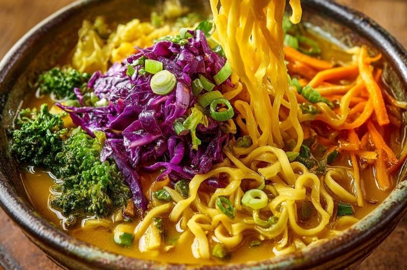 Bunte Gemüse-Curry-Nudelsuppe