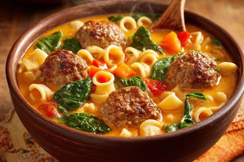 Cremige Fleischbällchen-Orecchiette-Suppe