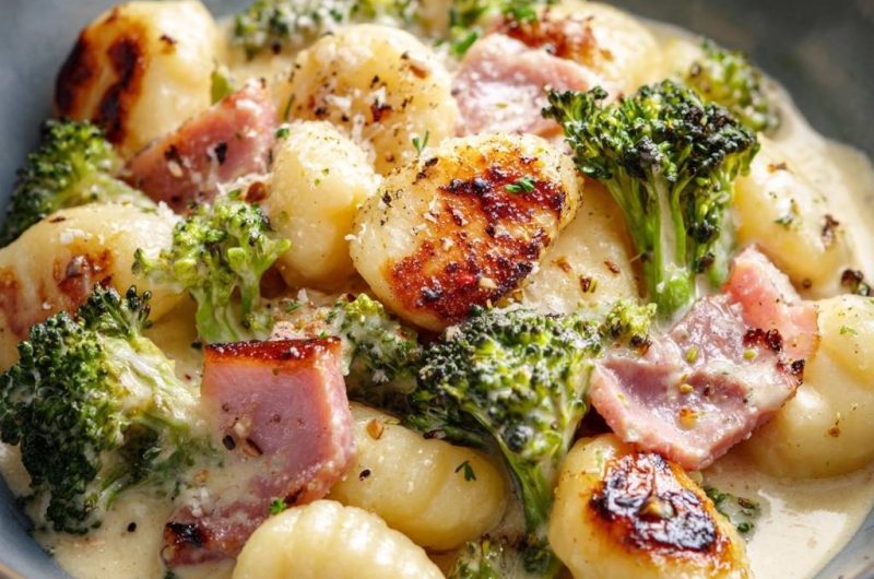 Cremige Gnocchi mit Brokkoli und Schinken (Nie wieder matschige Gnocchi!)