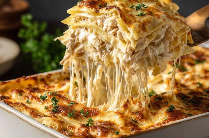 Cremige Hühnerlasagne