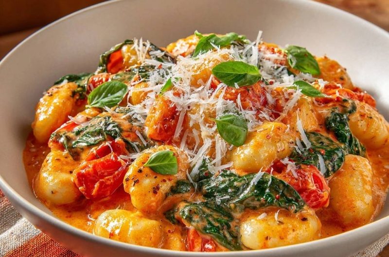 Cremige Tomaten-Spinat-Gnocchi