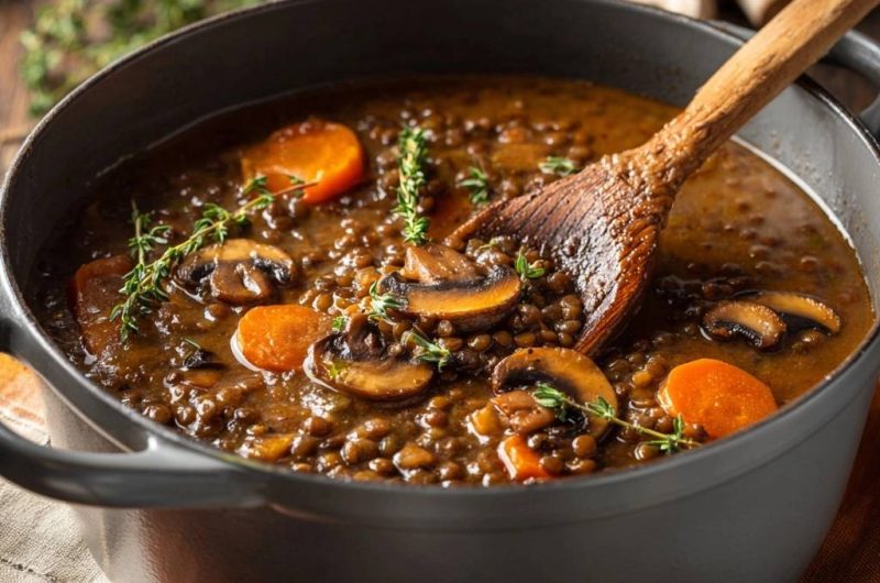 Cremiger Linseneintopf mit Pilzen & Karotten