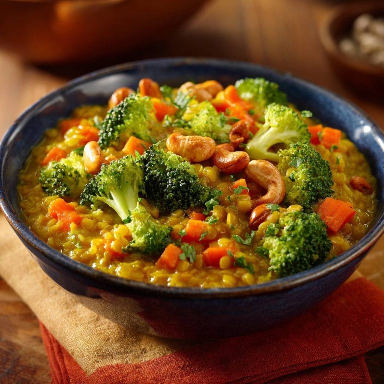 Cremiges Brokkoli-Linsen-Dal mit Cashews – Rezept