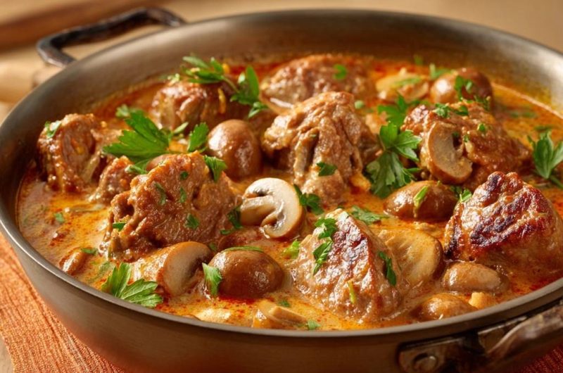 Cremiges Fleisch-Curry mit Champignons