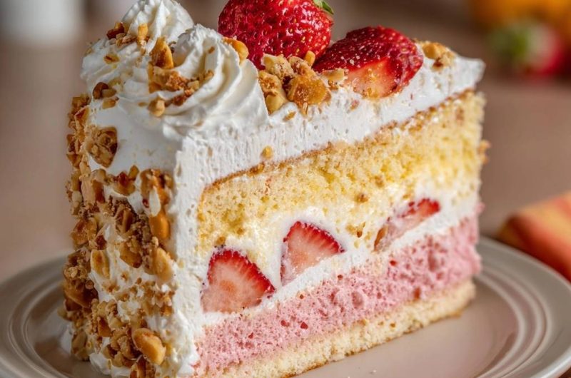 Erdbeer-Sahne-Nusstorte (Nie wieder matschige Fruchtschichten!)