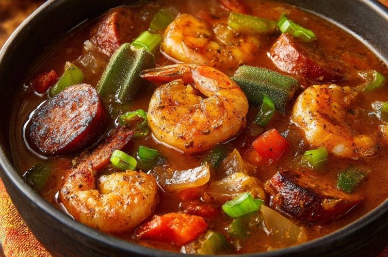 Garnelen-Gumbo mit Okra und Wurst (Nie wieder schleimige Okra!)