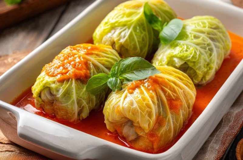 Gefüllte Kohlrouladen in Tomatensauce