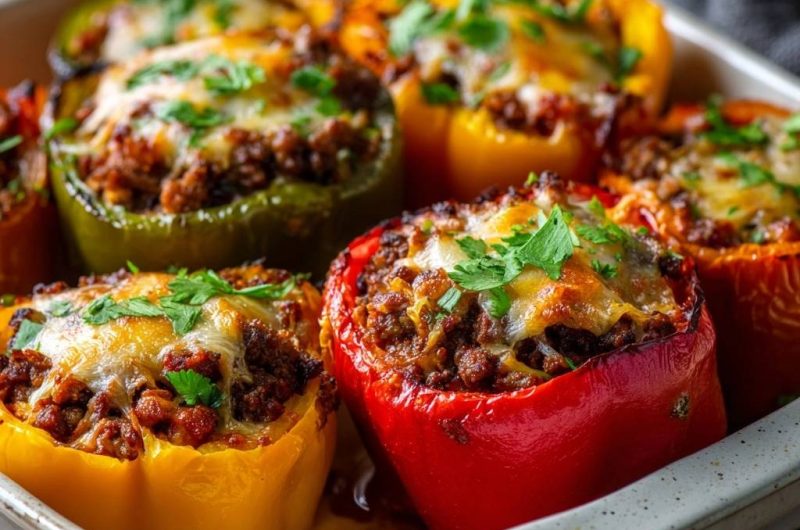Gefüllte Paprika mit saftiger Hackfüllung