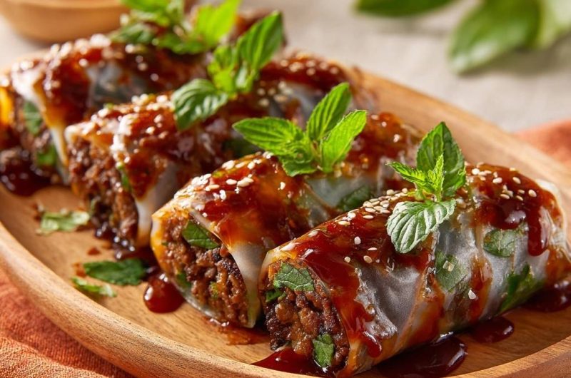 Glasierte Hackfleisch-Frühlingsrollen (Nie wieder matschige Rollen)