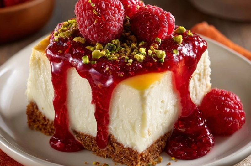 Himbeer-Pistazien-Cheesecake (Nie wieder Risse im Cheesecake!)