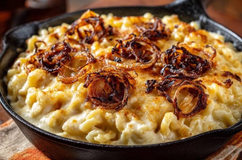 Käsespätzle mit knusprigen Zwiebeln