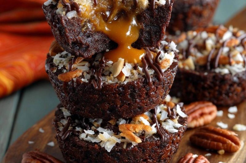 Karamell-Kokos-Pekan-Brownie-Bites (Kein auslaufendes Karamell mehr!)