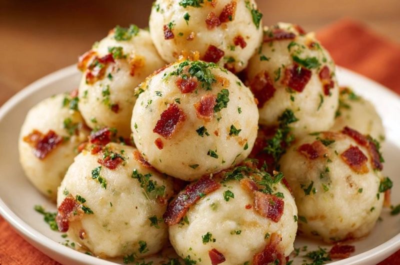 Kartoffelklöße mit Speck und Petersilie
