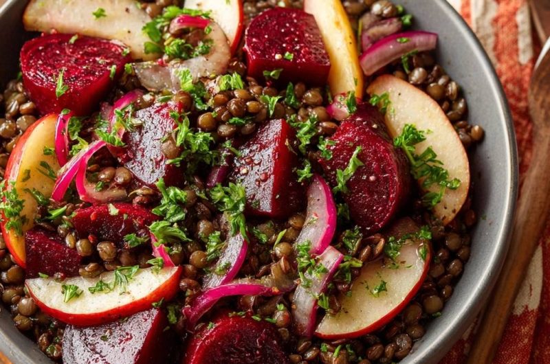 Knackiger Linsen-Rote-Bete-Salat mit Apfel