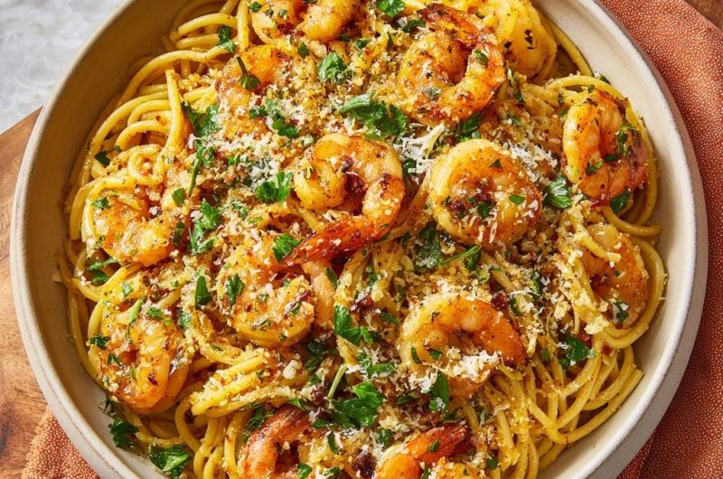 Knoblauch-Garnelen-Spaghetti